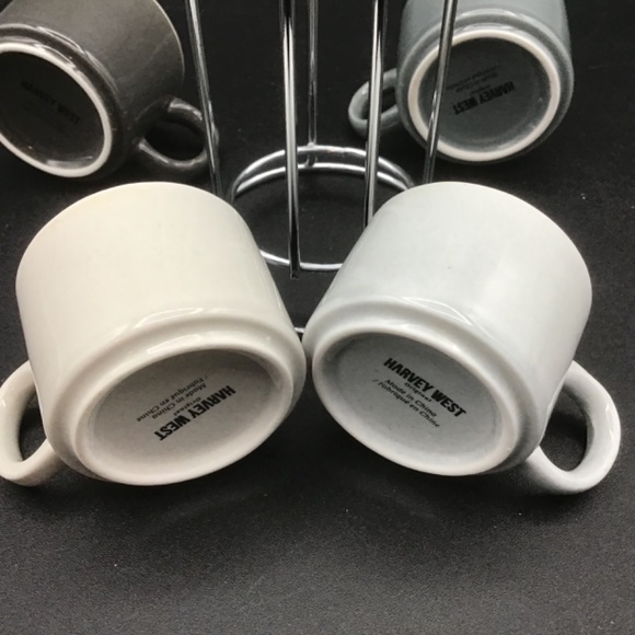 Harvey West Stacking Assorted Ceramic Espresso Cups With Stand Set of 4 - Picture 6 of 9